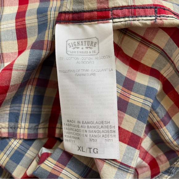 Levi’s Signature Button Up Shirt Short Sleeve Plaid Levi Strauss & Co Size XL - Picture 7 of 8